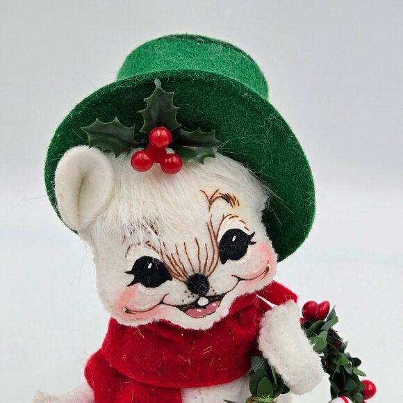 Annalee 2005 Christmas Mouse Green Hat Candy Canes Read - Picture 4 of 16